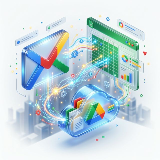 Google Workspace et Intelligence Artificielle Illustration 3D